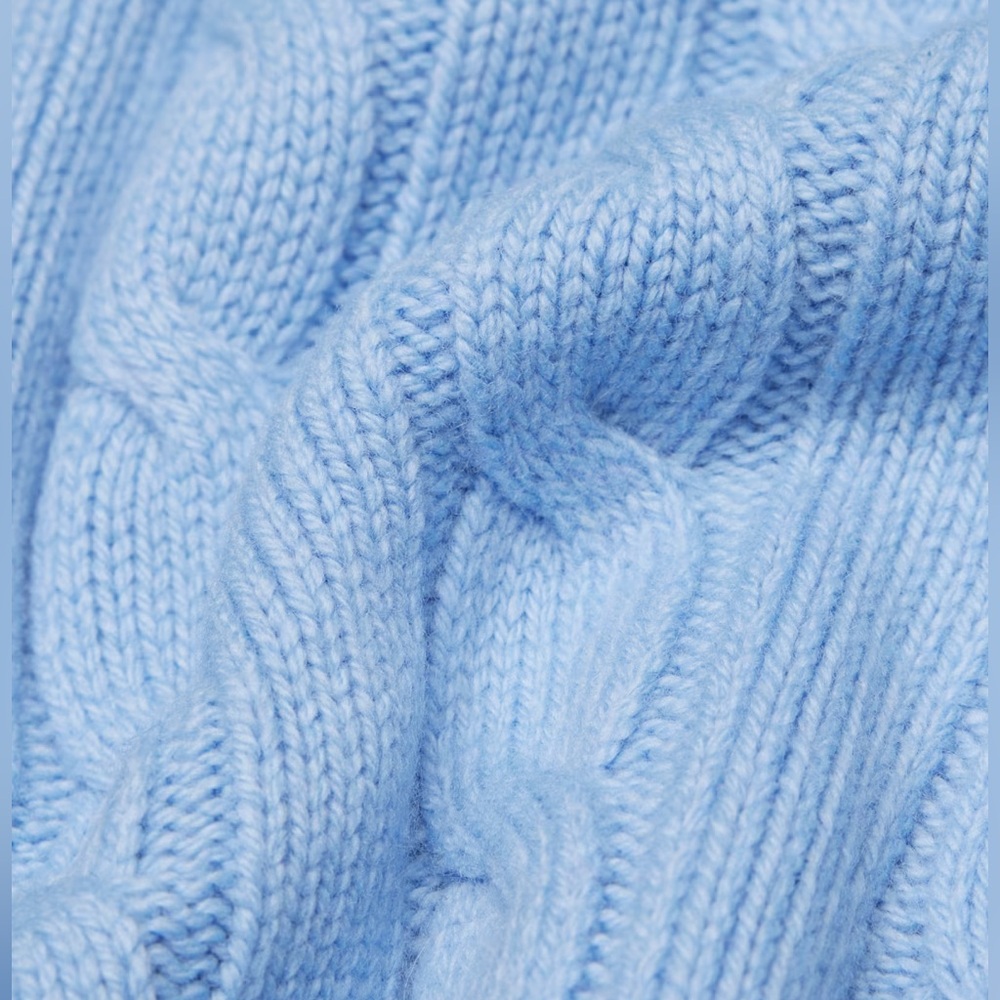 Aritzia Sunday Best Lottie Blue Merino Wool Relaxed Polo Cotagecore Sweater SzS - Picture 7 of 17